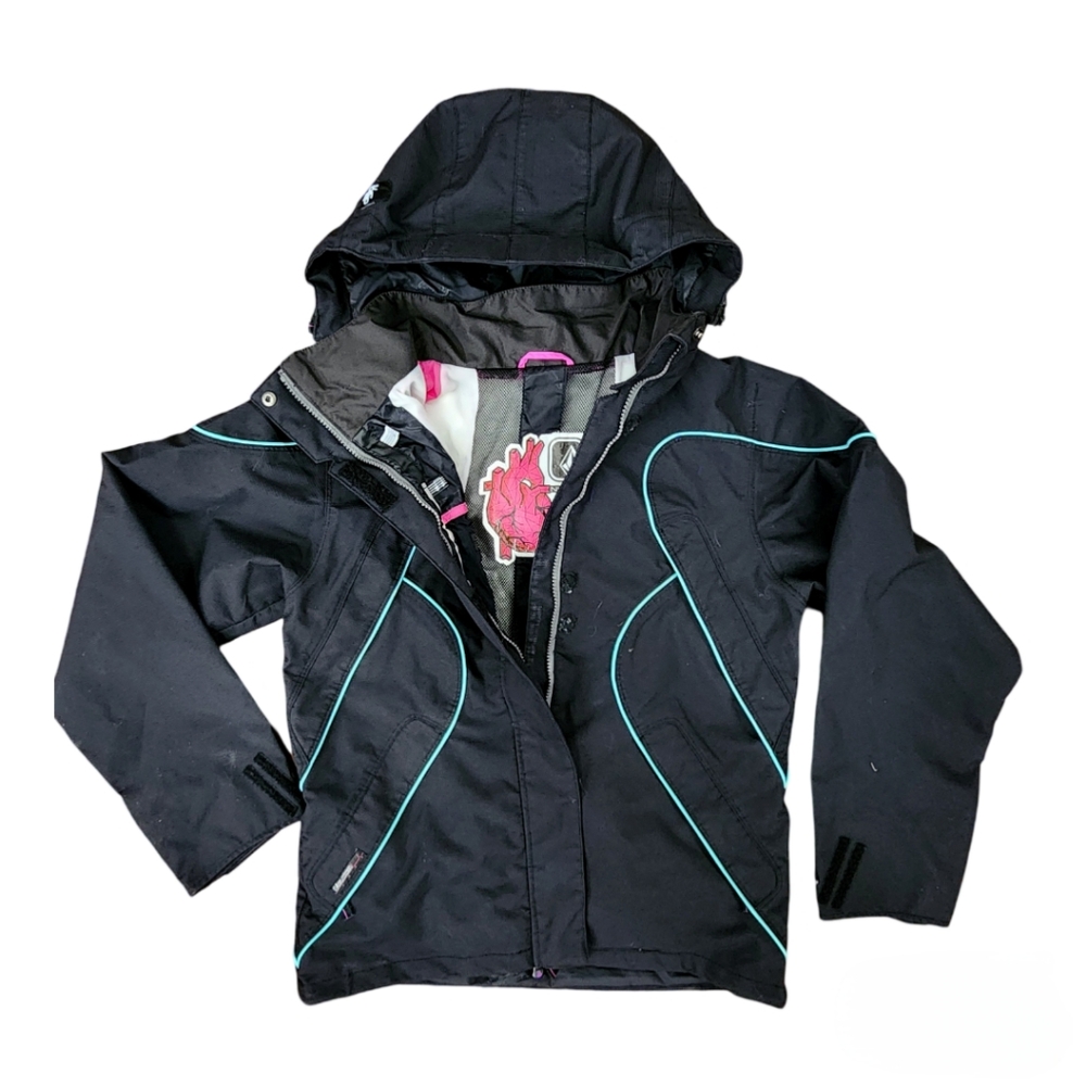 Volcom Nimbus Black Artery Ski Jacket Women Small Full Zip 15000mm Let it Storm